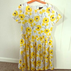 Lands End Girls White dress w/ yellow/navy flowers